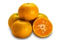 Side view pile of fresh ripe sweet oranges Royalty Free Stock Photo