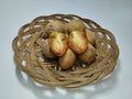 pile of sapodilla on top of the basket Royalty Free Stock Photo