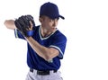 Side view of Pitcher Baseball Player  isolated on white background Royalty Free Stock Photo