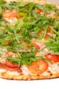 SIDE VIEW PIZZA RUCOLA VEGETABLE VEGETARIAN Royalty Free Stock Photo