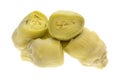 Side view of a portion of artichoke hearts