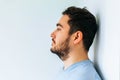 side view of a portrait of a bearded man and eyeglasses Royalty Free Stock Photo