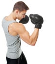 Side view portrait of muscular young boxer man Royalty Free Stock Photo