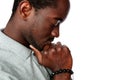 Side view portrait of a pensive african man Royalty Free Stock Photo