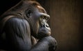 A side view portrait photo of a gorilla in the forest, generative AI