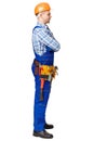 Side view portrait of young male construction worker Royalty Free Stock Photo