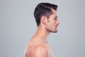 Side view portrait of a young muscular man Royalty Free Stock Photo