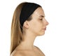 Side view portrait of young woman closed eyes Royalty Free Stock Photo