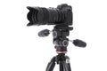 Side-view of professional camera device on tripod isolated Royalty Free Stock Photo