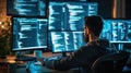 Side view of software developer coding program or engineering prompt. AIG42.