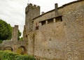 The ramparts of the fortified medieval village of Larressingle Royalty Free Stock Photo