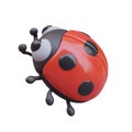 Side view on realistic ladybird ready to flight. Ladybug cute character