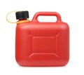 Side view of red plastic fuel jerrycan Royalty Free Stock Photo
