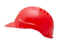 Side view of red plastic hard hat Royalty Free Stock Photo