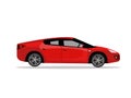 Side view of red sport car. Modern detailed car. Red sedan vehicle. Modern automobile, people transportation. Vector flat cartoon Royalty Free Stock Photo