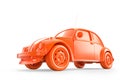 Side view of red vintage classic car on white background. 3D illustration Royalty Free Stock Photo