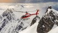 Red and White Mountain Rescue Helicopter - Generative Ai