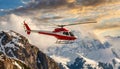 Red and White Mountain Rescue Helicopter - Generative Ai