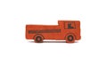 Side view of a red wooden toy truck on a white background Royalty Free Stock Photo