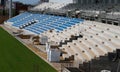 Side view on the remodelation of the Balearic soccer stadium in Mallorca
