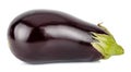 Side view of ripe glossy aubergine isolated on white background