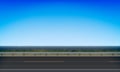 Side view of a road with a crash barrier, roadside green meadow clear blue sky background, vector illustration Royalty Free Stock Photo