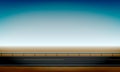 Side view of a road with a crash barrier, roadside, straight horizon desert and clear blue sky background vector illustration