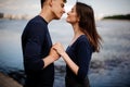 Side view of romantic young couple kissing Royalty Free Stock Photo