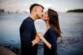Side view of romantic young couple kissing Royalty Free Stock Photo