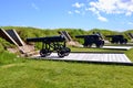 Side view of row of cannons on display at Victoria Park Royalty Free Stock Photo