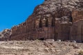 A side view of the Royal Tombs in the ancient city of Petra, Jordan Royalty Free Stock Photo