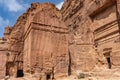 Side view of the Royal Tombs in Petra. Jordan Kingdom Royalty Free Stock Photo