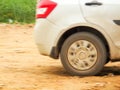 Side view of running car in high speed Royalty Free Stock Photo