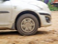 Side view of running car in high speed Royalty Free Stock Photo