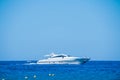 Side view of sail boat cruising in blue sea.Sailboat in the sea, active vacation in Mediterranean sea, Sea Luxury Yacht Royalty Free Stock Photo