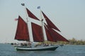 Side view Sailboat under sail