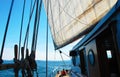 Side View of a Schooner Sailboat Royalty Free Stock Photo