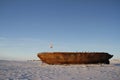 Side view of the shipwreck remains of the Maud, Cambridge Bay Nunavut Royalty Free Stock Photo