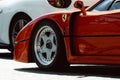 Side view shot of a red Ferrari F40 car in the street Royalty Free Stock Photo