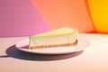 Side view of single slice of cheesecake. Generative AI