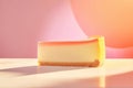 Side view of slice of cheesecake. Generative AI