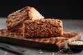 Side view on sliced flourless diet grain bread Royalty Free Stock Photo
