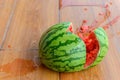 Smashed watermelon on the ground