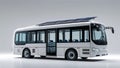 Side view of a solar-powered city shuttle bus with smooth top and large windows on white background Royalty Free Stock Photo
