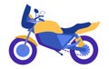 Side view sports bike Hornet blue and yellow isolated on white background in vector modern flat style. Motorcycle or motorbike Royalty Free Stock Photo