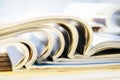 side view of a stack of magazines Royalty Free Stock Photo