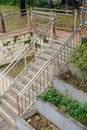 side view of the stairs leading to the river in the garden. Royalty Free Stock Photo
