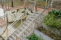 side view of the stairs leading to the river in the garden. Royalty Free Stock Photo