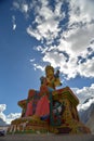 Side view of the statue of Maitreya Buddha at Deskit Diskit Gompa, Ladakh, India.