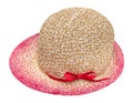 Side view of straw hat with pink narrow brim Royalty Free Stock Photo